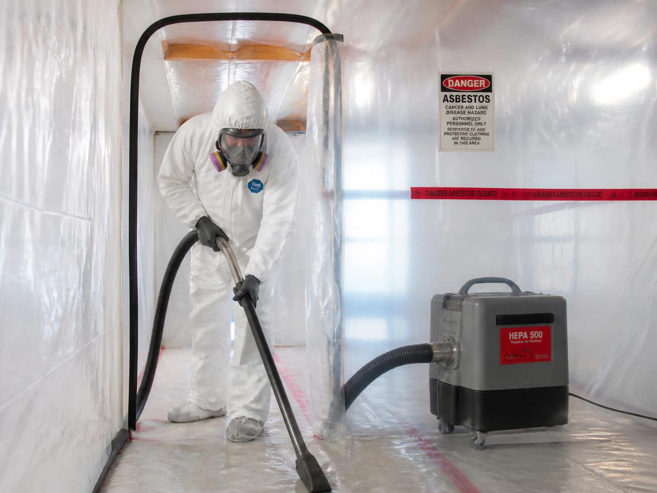 Certified asbestos abatement containment set up inside a Central Indiana property