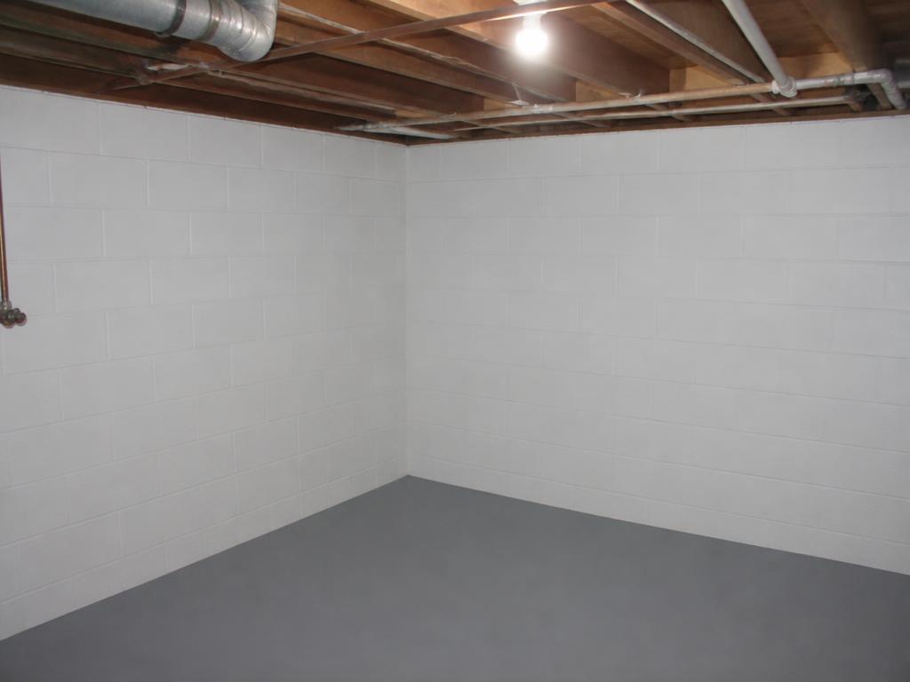 Clean sealed basement wall after professional mold remediation